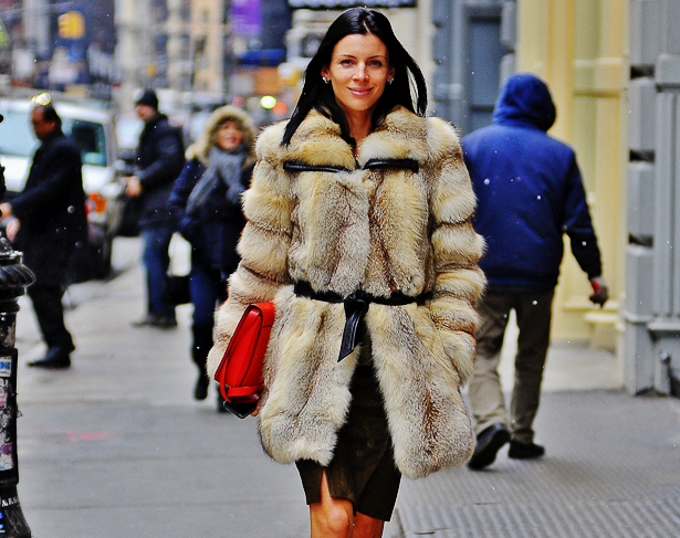 Liberty Ross steps out in a stunning fur coat as she shops for some luxury lingerie at the "Kiki de Montparnasse" store in SoHo